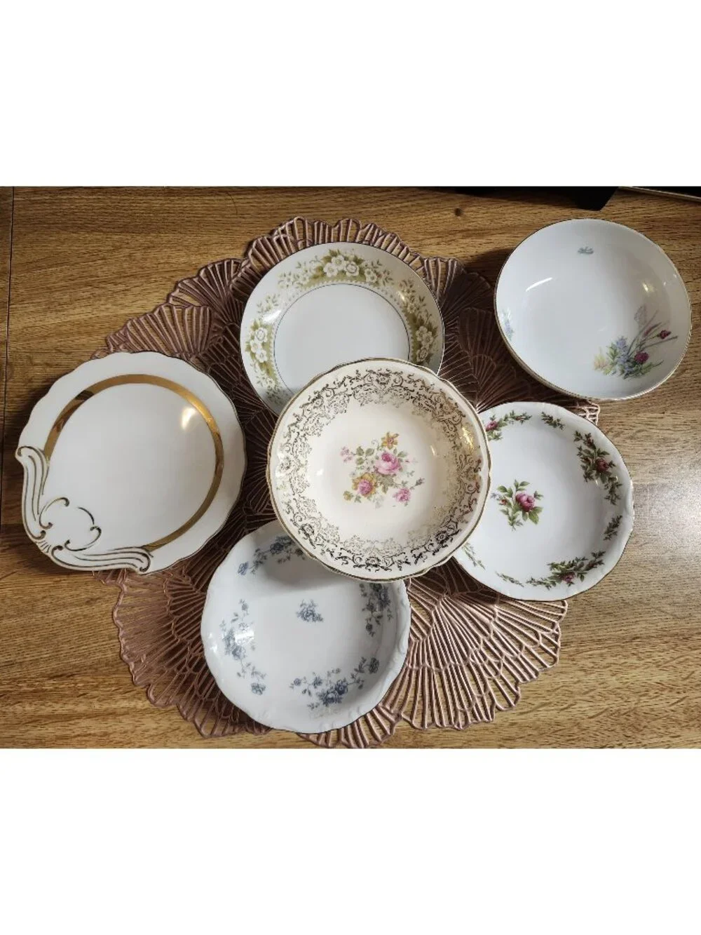 Colorful Mismatched Fine China Berry Dessert Bowls Porcelain Eclectic Set of 6
